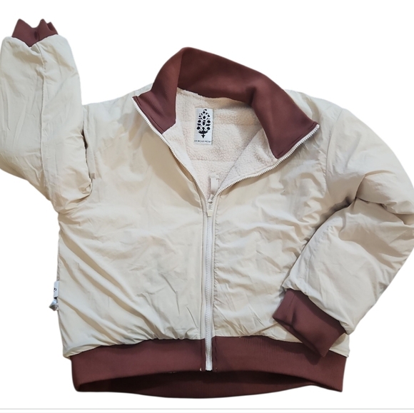 NWOT Free People Tan/brown Fleece Sherpa Scrunchy Pipa Jacket Sz S - Picture 9 of 10